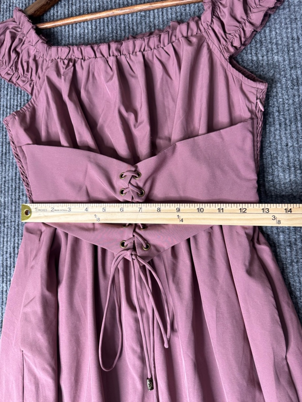 Milkmaid Corset Dress Women Small Midi Sexy Vampire Gothic Smocked With Pockets - Picture 4 of 6